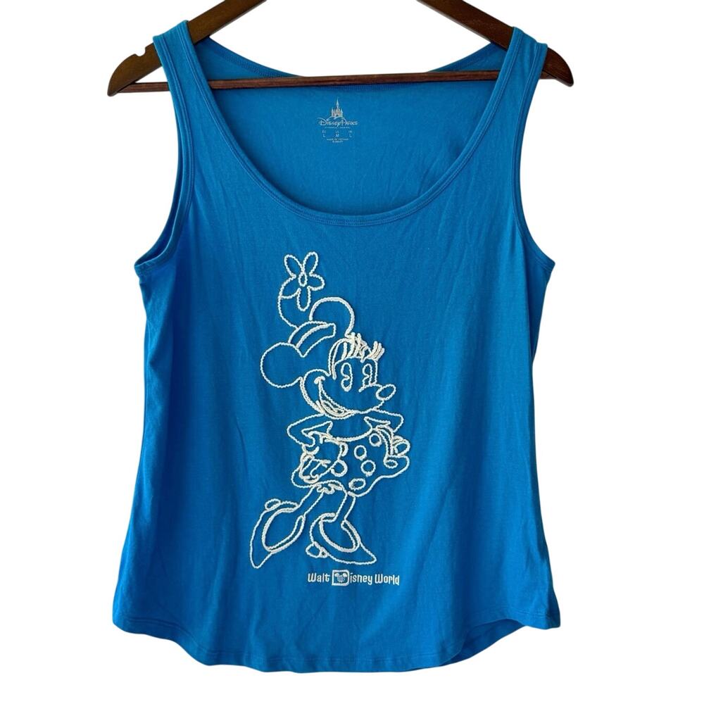 Disney Parks Women’s Minnie Mouse Embroidered Tank Top Size M Cotton Disneycore